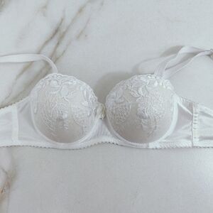 VTG Y2K Intima 9811 White Lace Bridal Push Up Balconette Bra, Sz 34B
